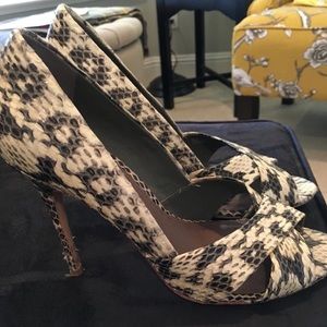 Tory Burch Snakeskin Peep Toe Pumps